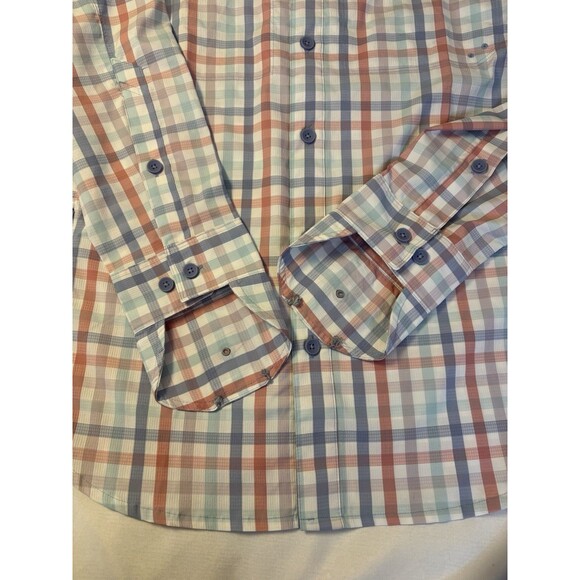COOLIBAR Nassau Fishing Shirt Men Large Pastel Gingham Button Up UPF 50+ - Picture 14 of 16